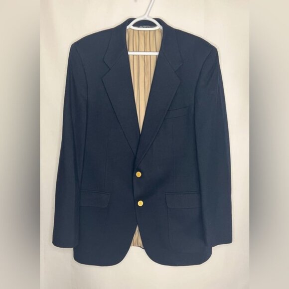 Kingsridge 100% PURE WOOL USA🇺🇸TAILORED 2 Button Blazer Shoulder Pads LARGE - Picture 3 of 13